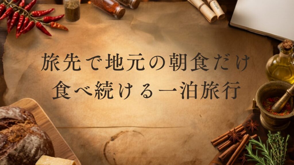 【グルメ旅】旅先で地元の朝食だけを食べ続ける一泊旅行のバケットリスト・ウィッシュリストの画像